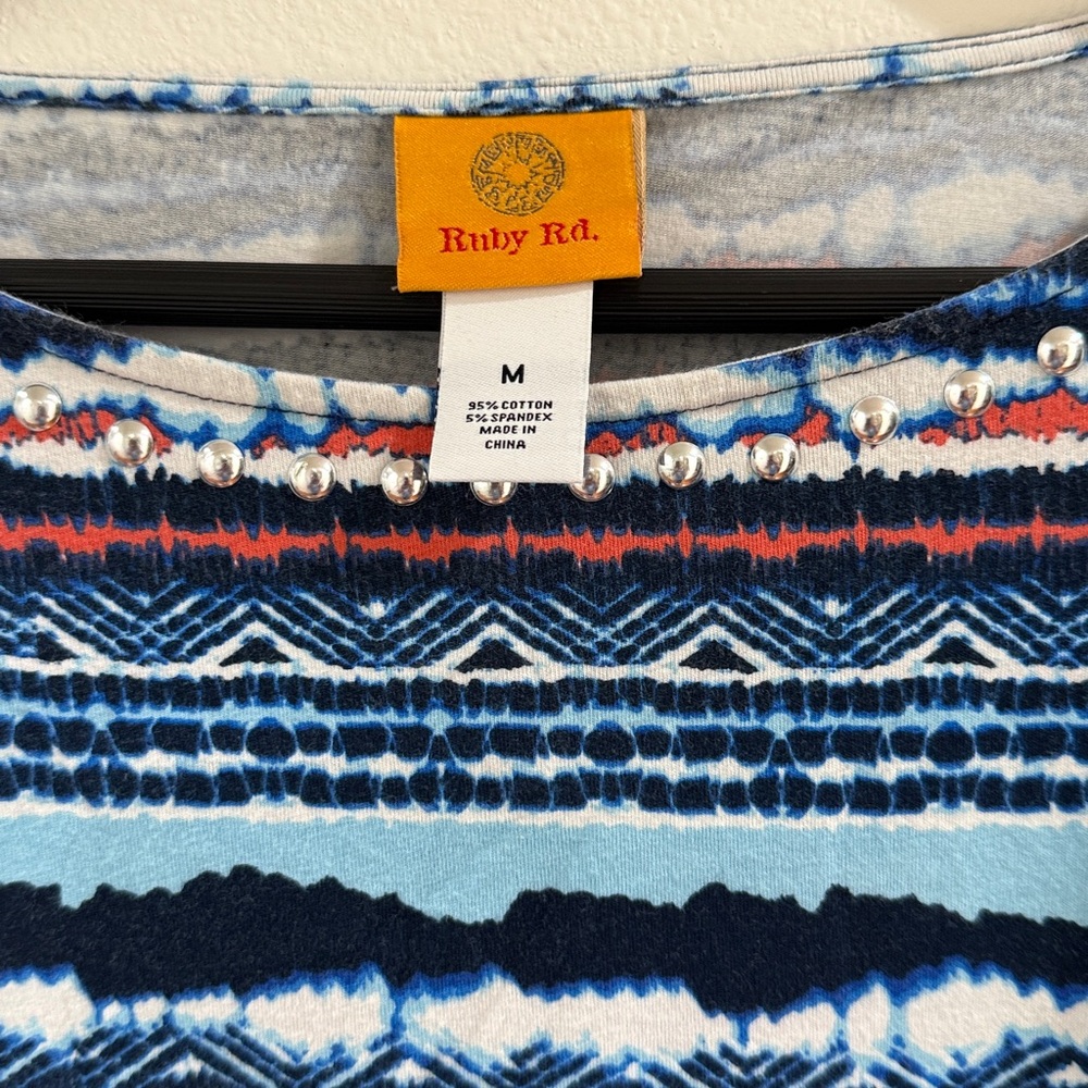 Ruby Rd. Multicolor Patterned Long Sleeve Top - Picture 2 of 3
